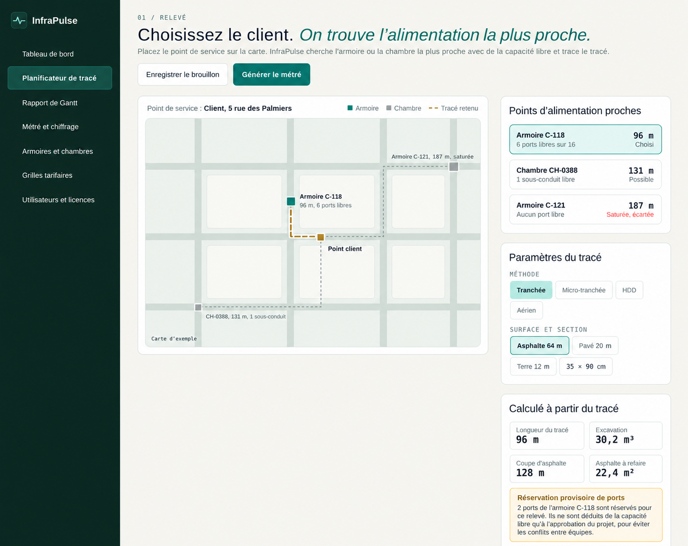 Dans le planificateur de tracé